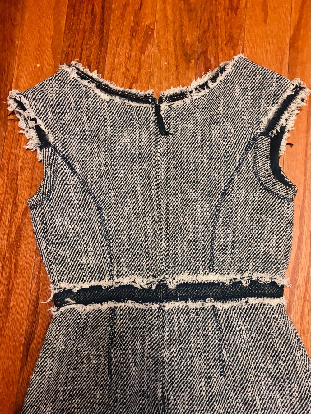 Rebecca Taylor Blue and White “Now and Later” Tweed Fringe Dress NWOT - Picture 5 of 8